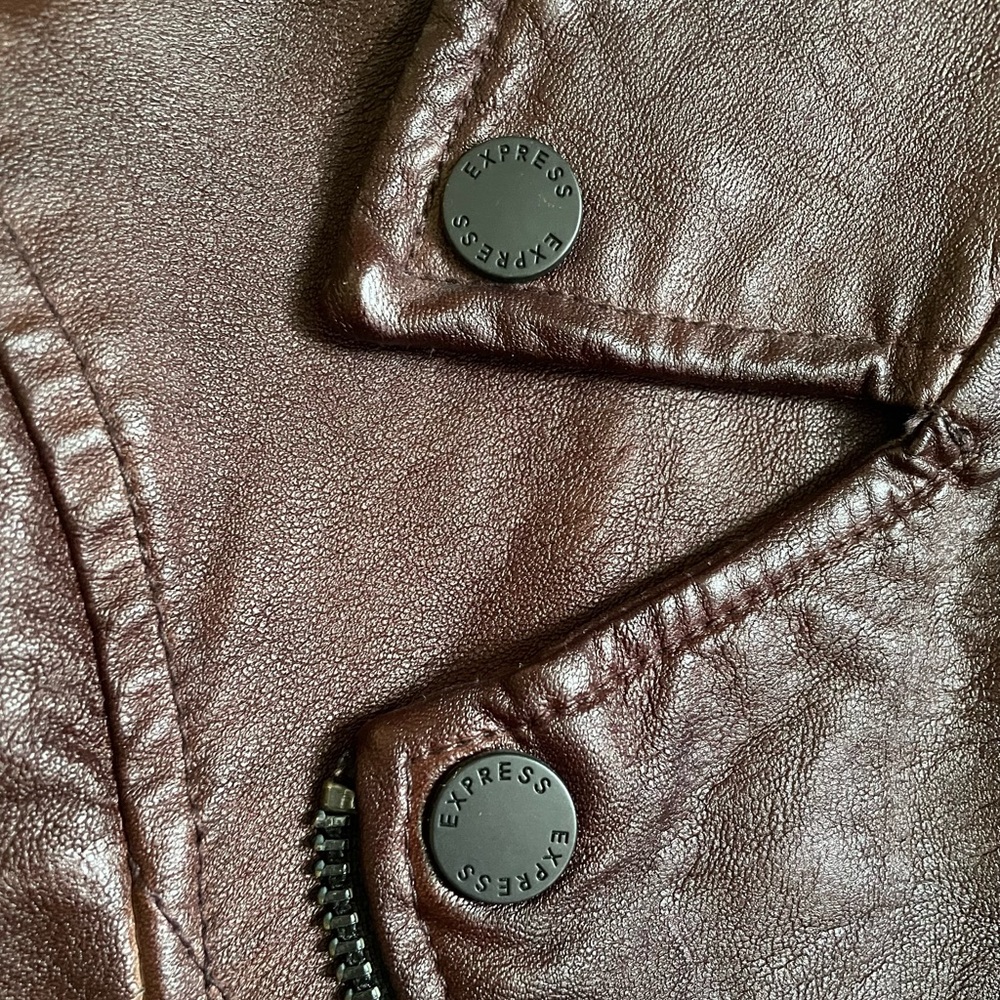 Vintage Express Vegan Leather Jacket Brown/Maroon - Picture 5 of 8